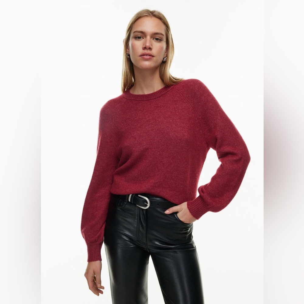 NWT Aritzia Wilfred The Sonder Sweater in Wine Red Cashmere Merino Wool Medium